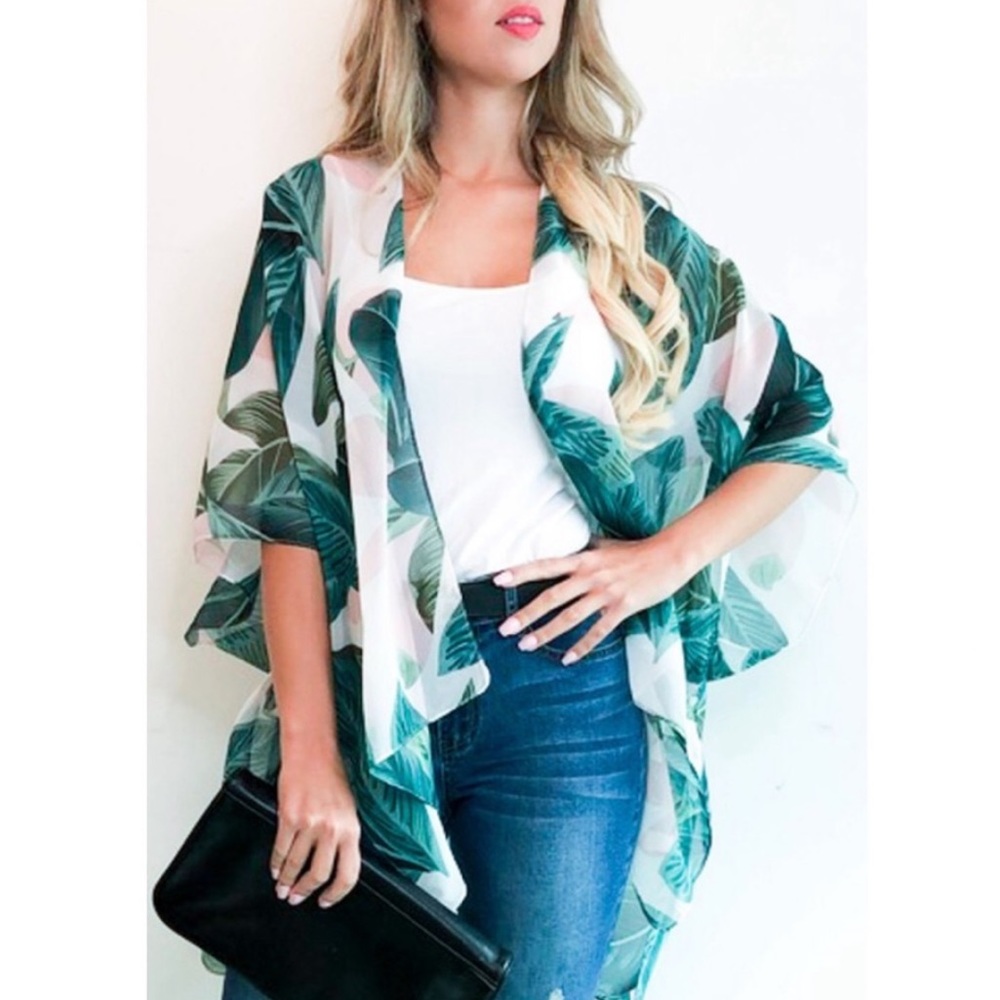 Tropical Print Kimono/Cardigan